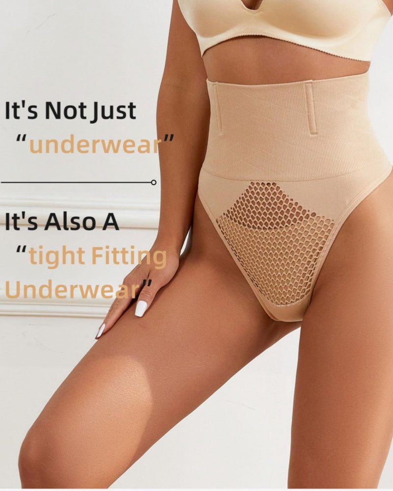 Faja Moldeadora Fina de Cintura Alta Hueca con Diseño para Abdomen en Estilo Tanga