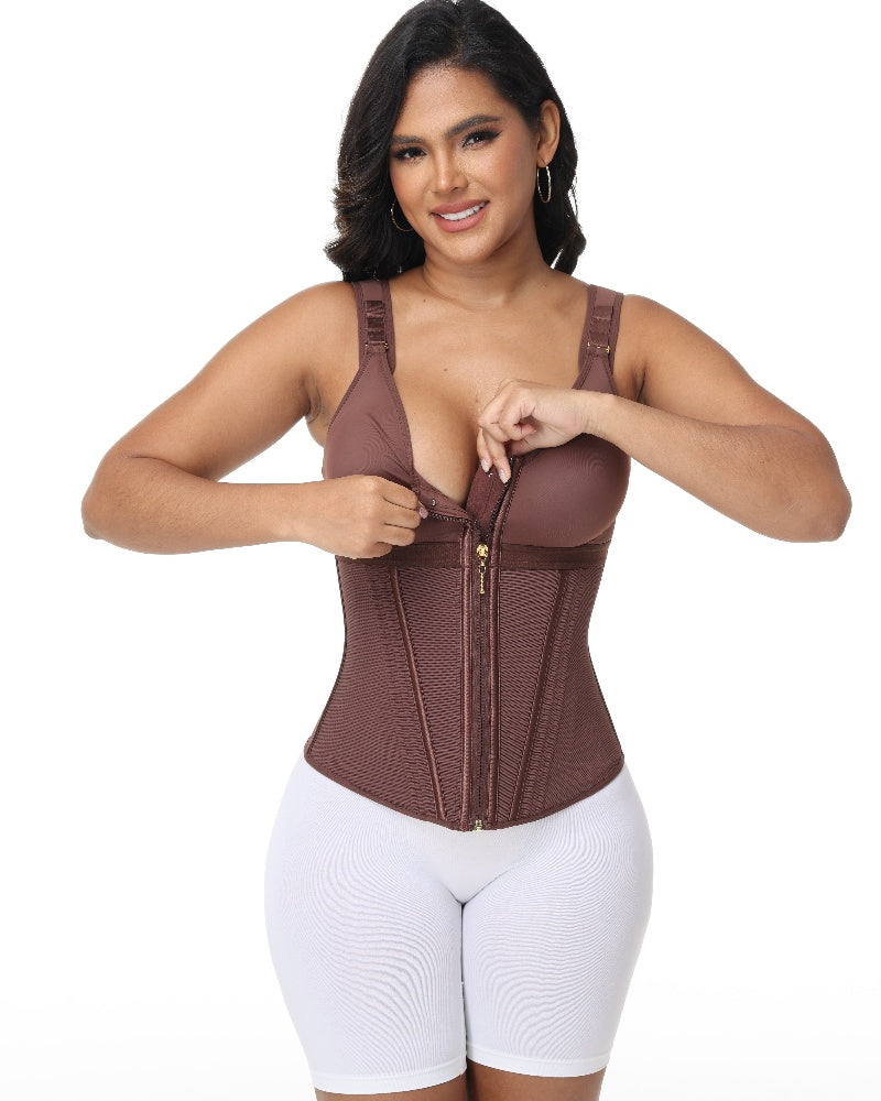 Shapshe® Corsé de Látex con Varillas para Mujer, Cierre de Cremallera, Moldeador de Abdomen con Sujetador