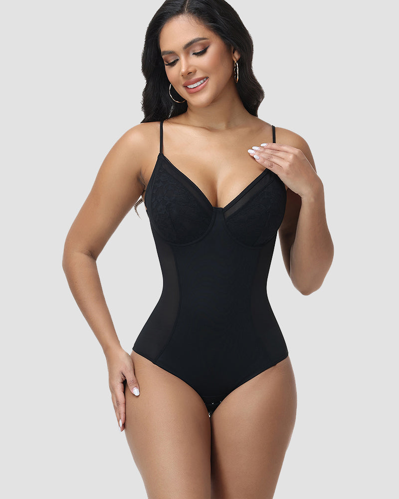 Shapshe® Body Modelador con Encaje en la Espalda, Cierre de Cordones y Control de Abdomen