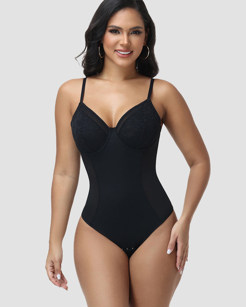 Shapshe® Body Modelador Tipo Tanga con Copa de Encaje y Control de Abdomen