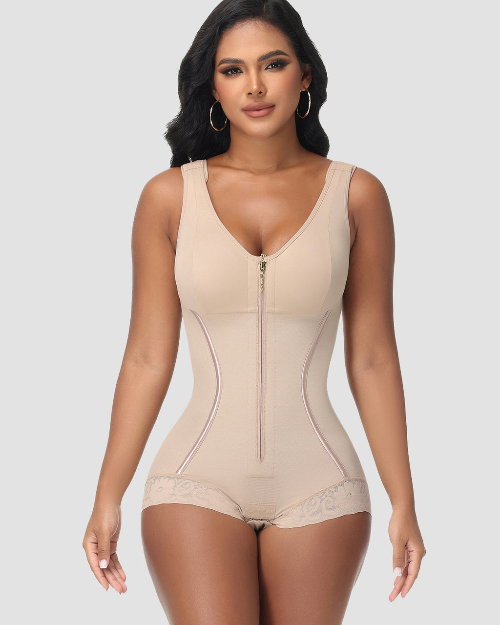 Body de compresión alta de cuerpo entero con control de abdomen y cierre, moderno y slim