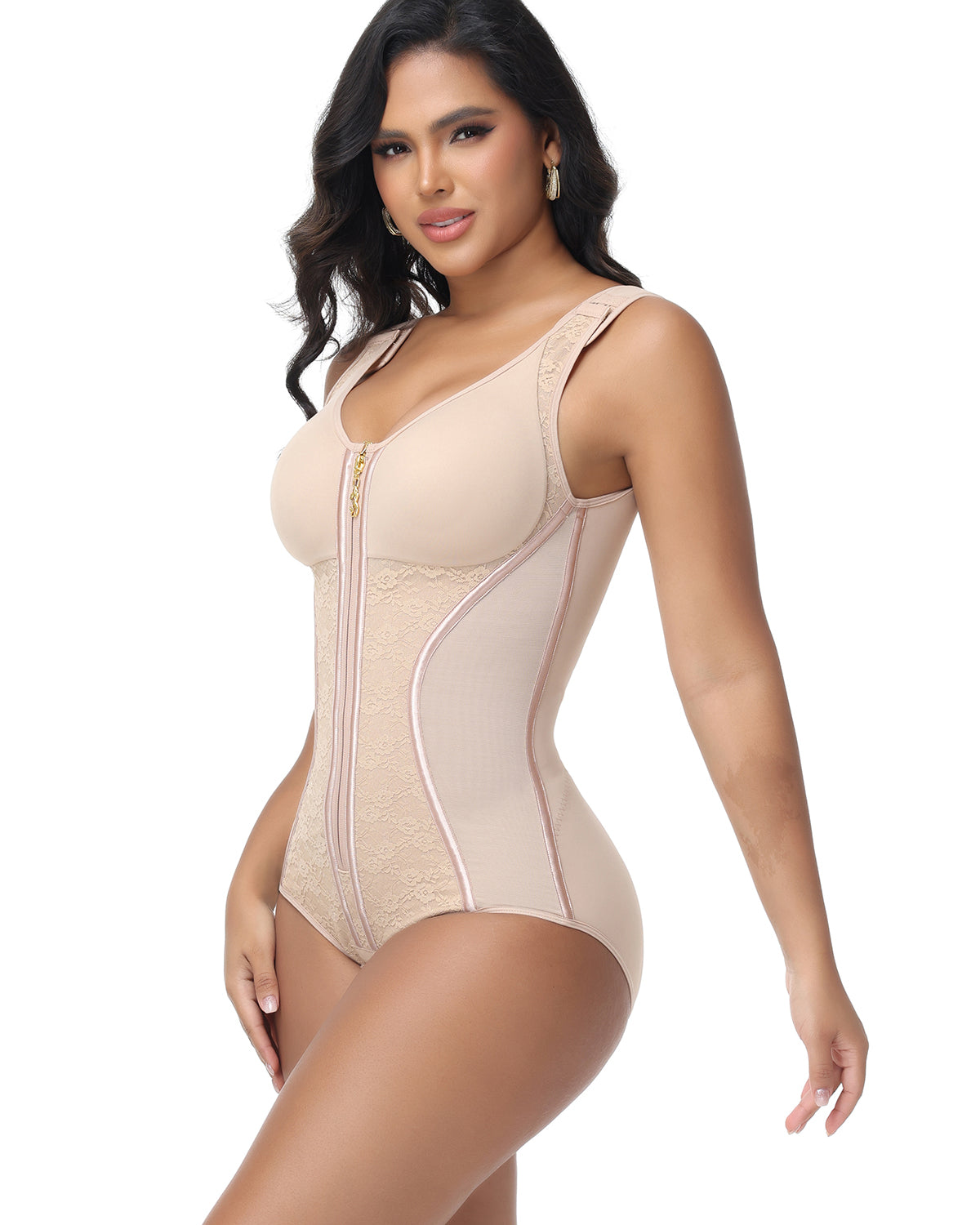 Shapshe® Fajas Colombianas Moldeador Corporal con Encaje y Patchwork