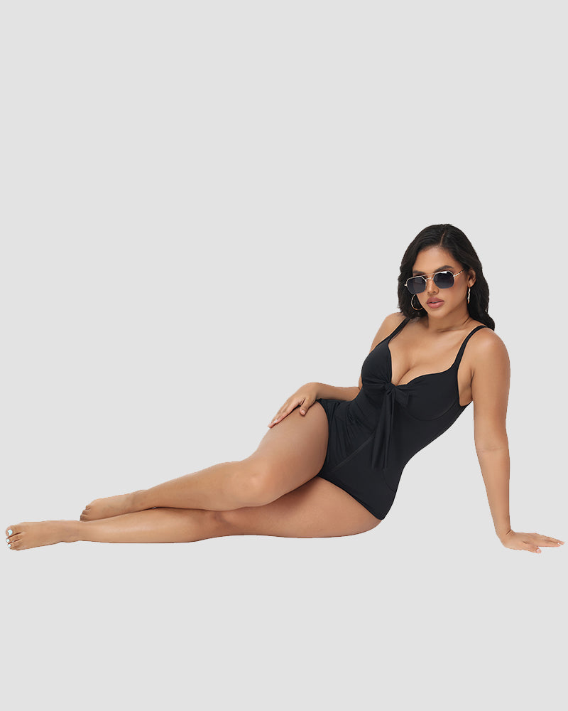 Shapshe® Traje de Baño Moldeador con Escote en V, Cierre y Lazo
