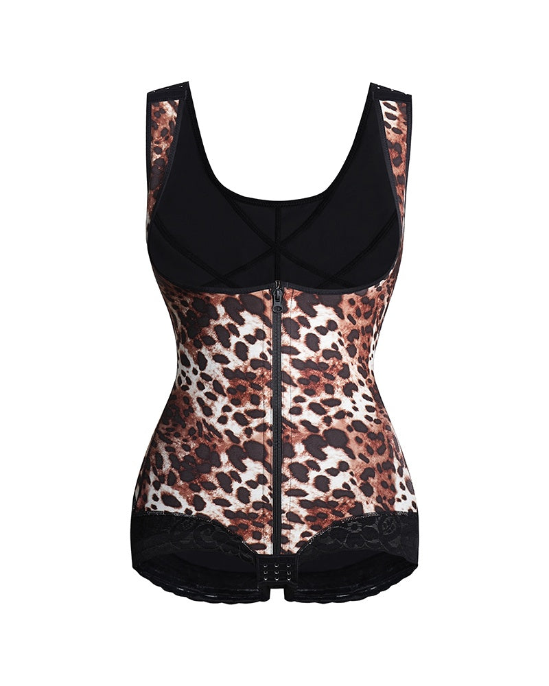 Shapshe® Moldeador Corporal de Alta Compresión con Control de Abdomen y Escote Abierto estilo Leopardo