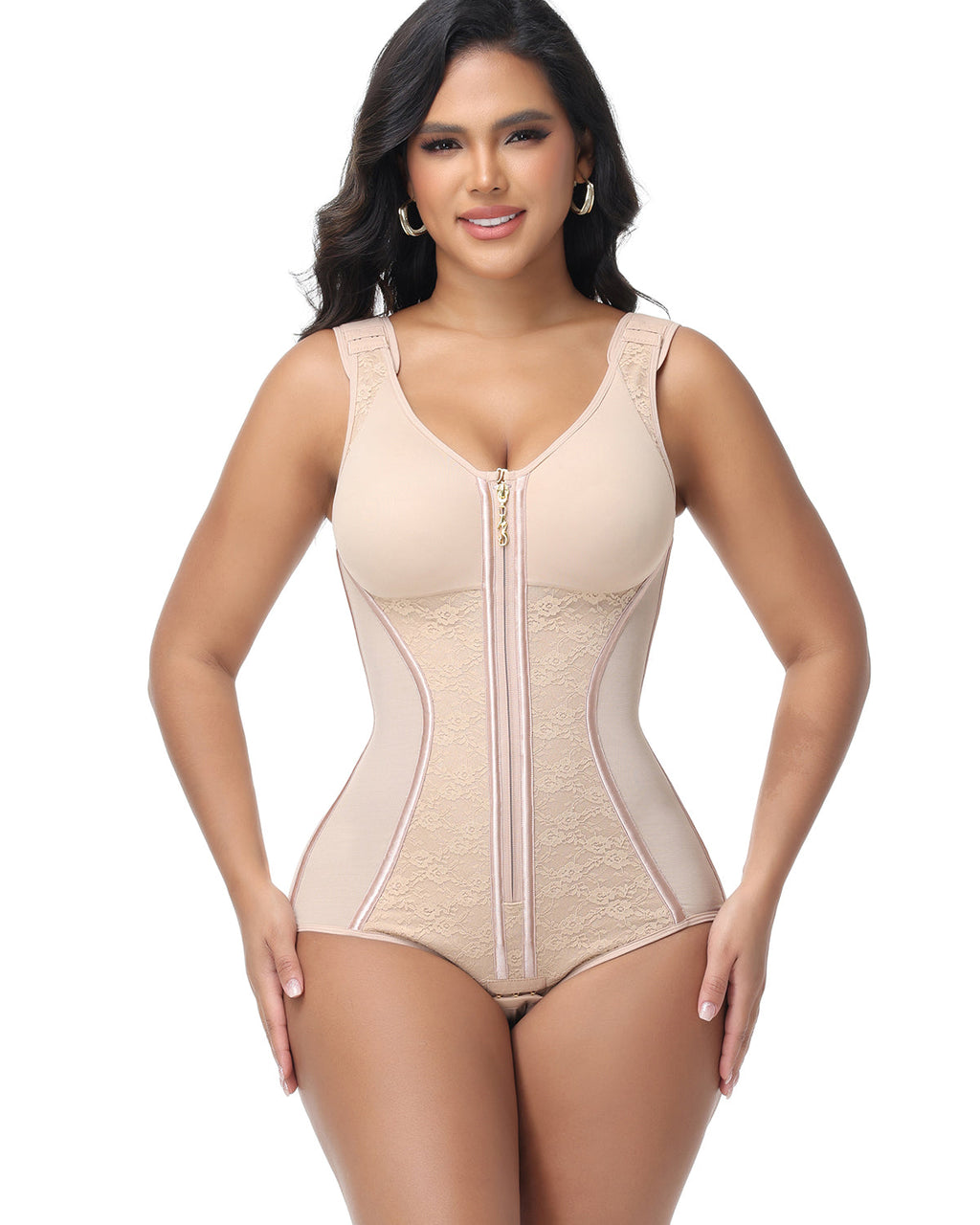 Shapshe® Fajas Colombianas Moldeador Corporal con Encaje y Patchwork
