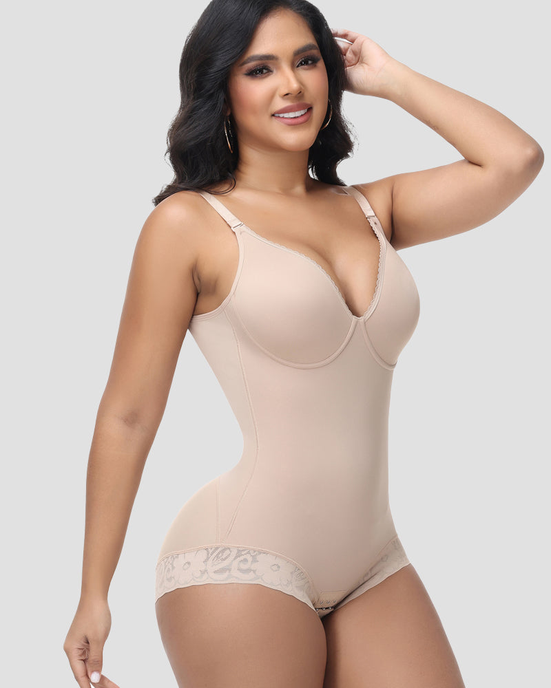 Shapshe® Body Moldeador con Sostén Incorporado y Encaje, Faja Reductora Abdominal