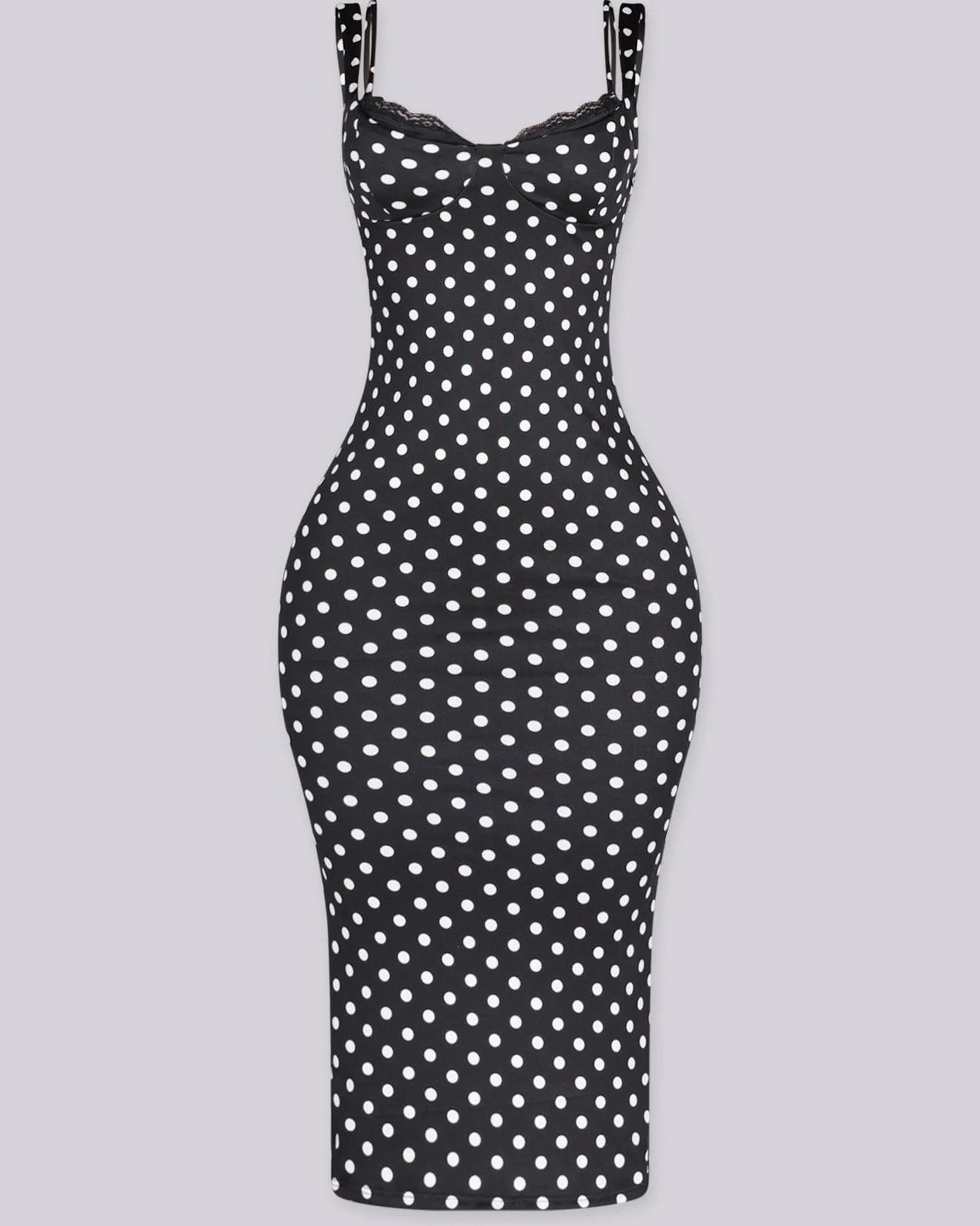 Vestido Maxi Clásico de Lunares para Mujer, Ajustado, Elástico y Sexy