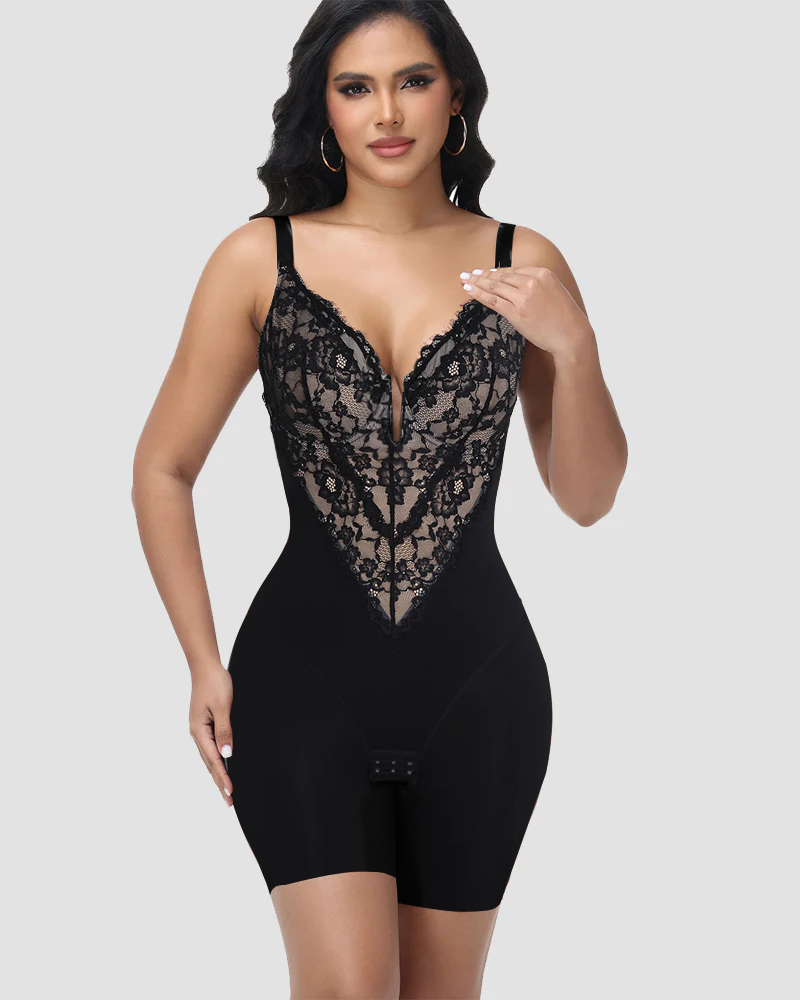 Shapshe® Body moldeador de encaje con escote profundo y espalda descubierta