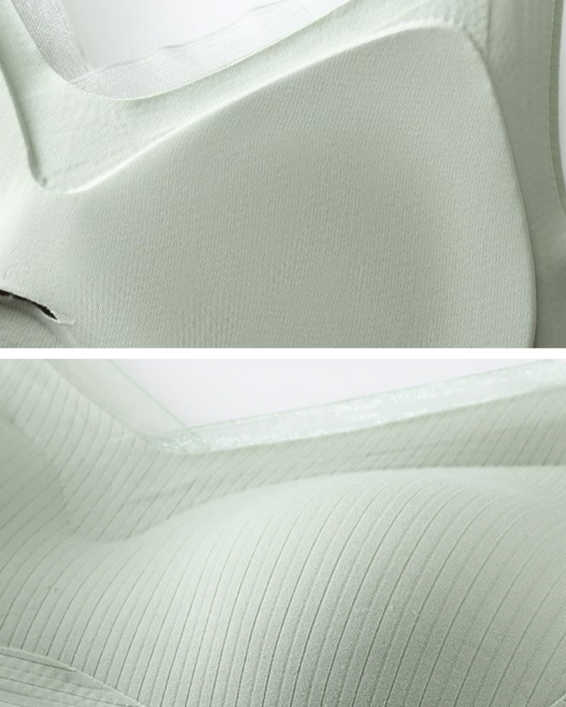 Sostén tipo chaleco sin varillas con soporte suave push up y diseño de malla patchwork