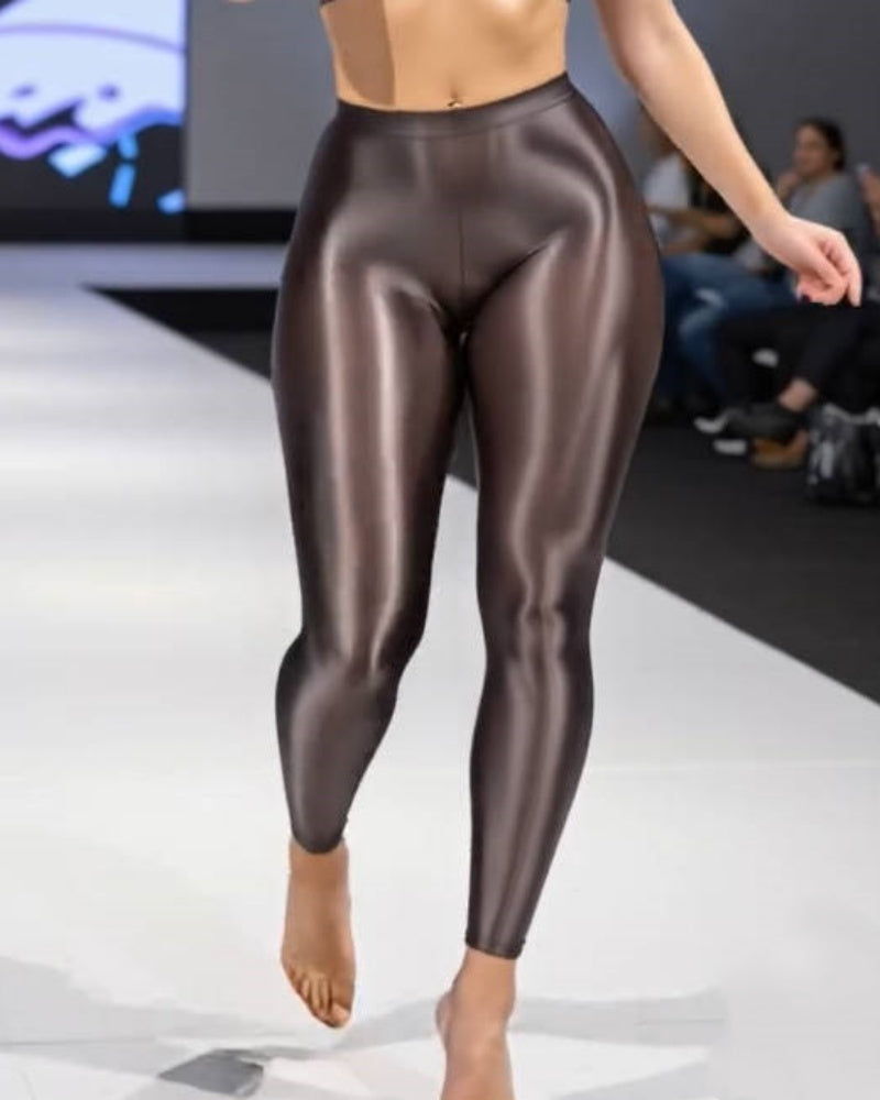 Leggings de Cintura Alta Brillantes y Elásticos que Levantan la Cadera