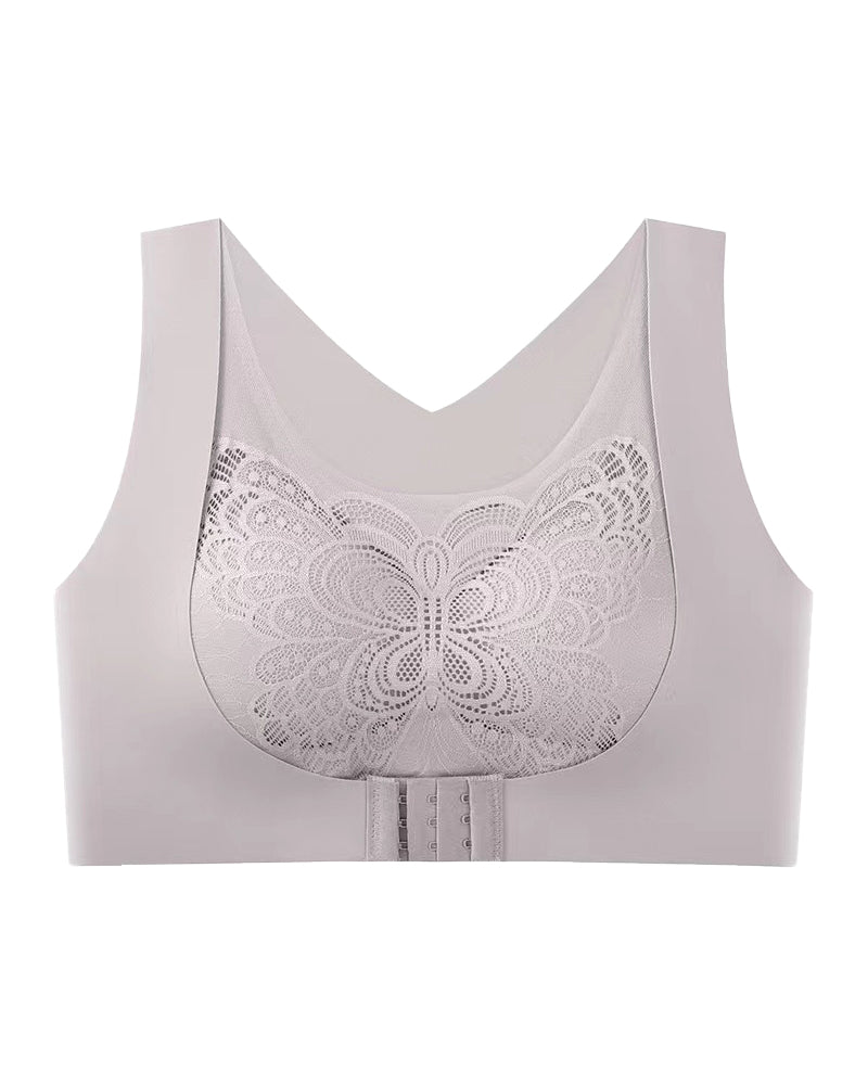 Sostén inalámbrico con copa push-up, broche frontal sin costuras, corrige la joroba