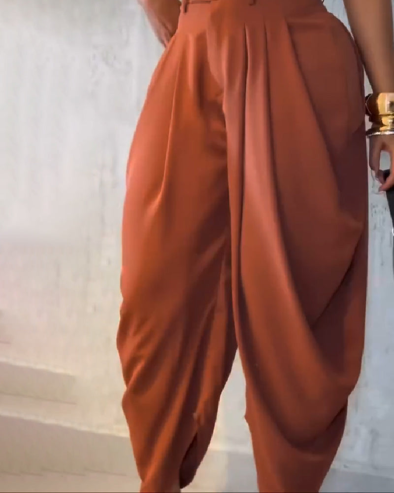 Pantalones Harem de Talle Alto Plisados y Pierna Ancha Shapshe® Leisure