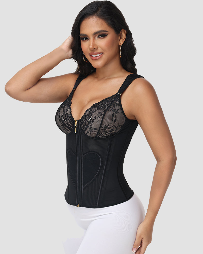 Entrenador de Cintura Shapshe® con Panel de Encaje y Diseño de Corazón Recortado