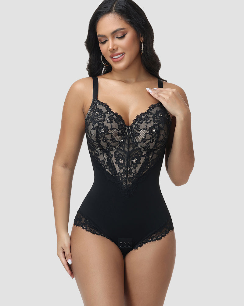 Shapshe® Body Moldeador con Escote en V Profundo y Encaje en Frente y Espalda