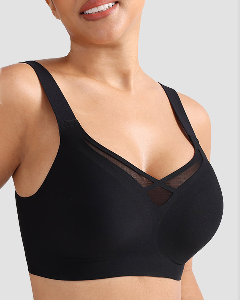 Sostén Inalámbrico de Cobertura Completa con Detalle de Abertura de Malla