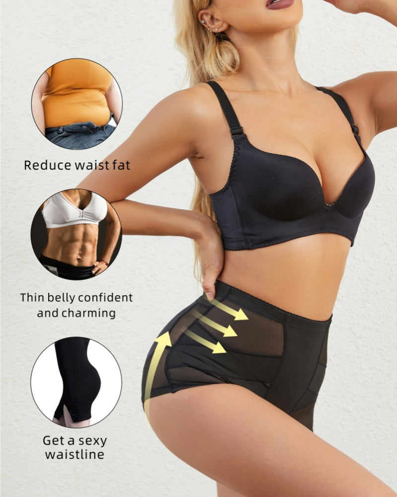 Shorts moldeadores de malla con control de abdomen, levantamiento de glúteos y almohadilla de espuma