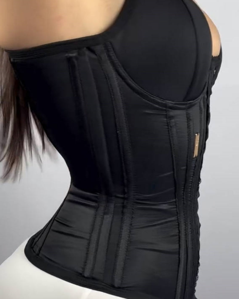 Corsé Colombiano con Aros y Encaje, Faja Moldeadora de Abdomen y Cintura