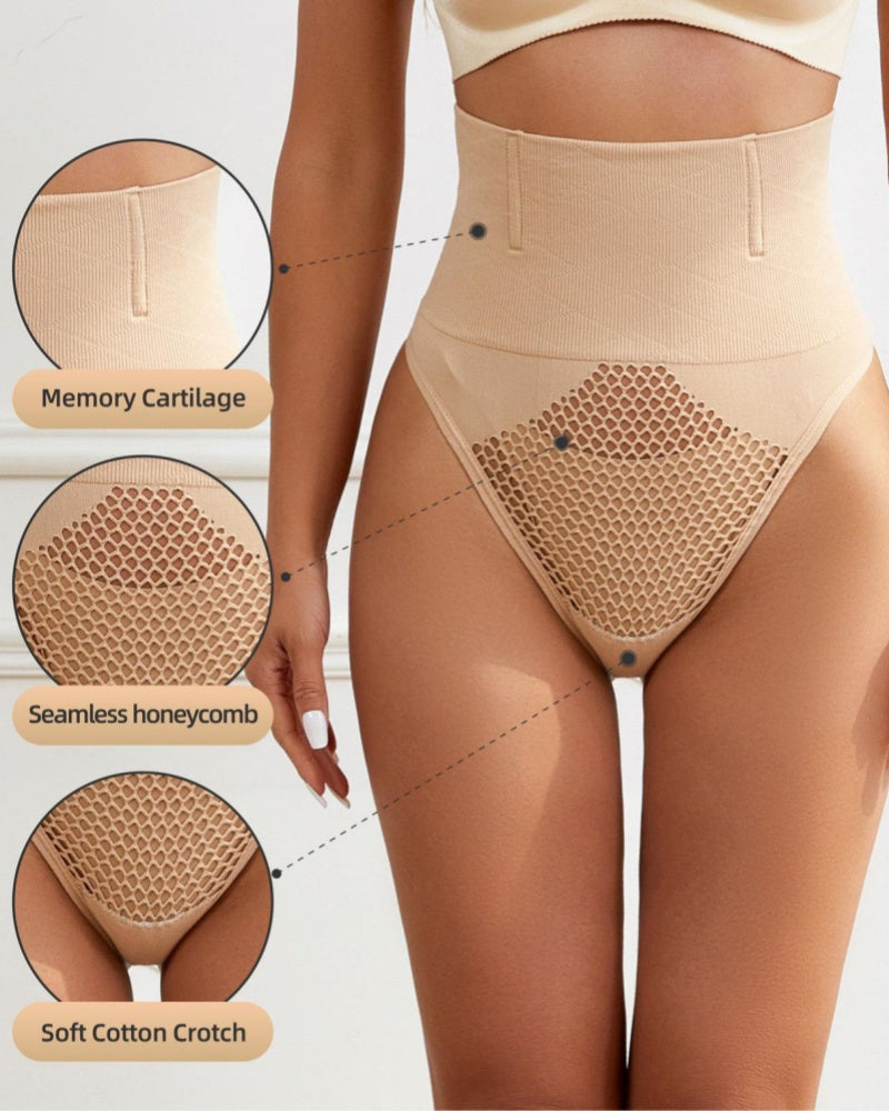 Faja Moldeadora Fina de Cintura Alta Hueca con Diseño para Abdomen en Estilo Tanga