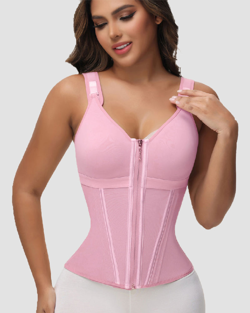 Shapshe® Fajas Colombianas Trainer de Cintura con Cremallera Frontal, Varillas de Acero y Control de Abdomen