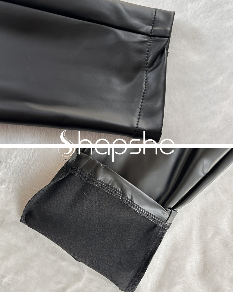 Pantalones Ajustados de Cuero en Color Sólido Shapshe® Sexy y Curvilínea