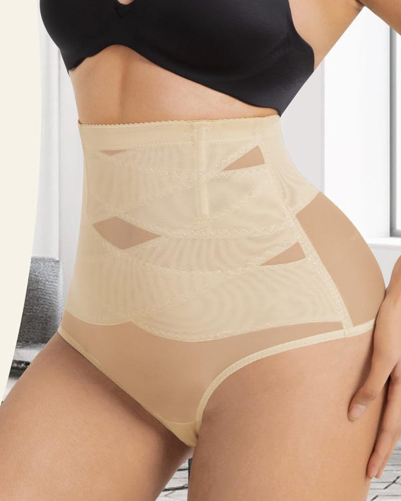 Bragas moldeadoras de cintura alta con malla, control firme del abdomen