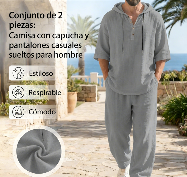 👕 Conjunto de Lino Holgado para Hombre – Disponible en 8 Colores, Comodidad y Estilo para Todos los Días 🌿✨