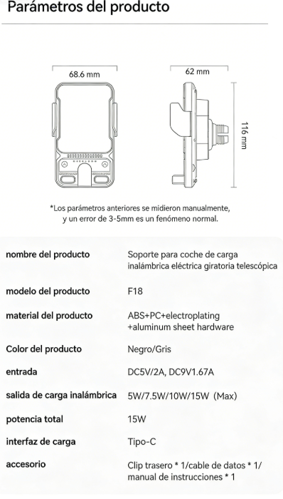 ⚡🚗 Nuevo Soporte de Carga Rápida Inalámbrica para Coche (2026) 📱🔋 ¡Carga Tu Teléfono Mientras Conduces con Estilo y Comodidad! 🌟