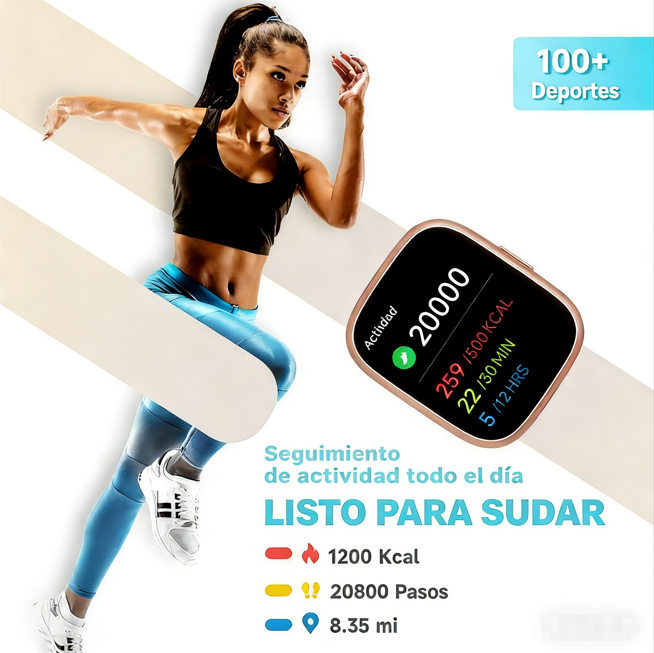 ⌚🌟 Reloj Inteligente Unisex: Llamadas, 100+ Modos Deportivos, Seguimiento del Sueño y Resistencia al Agua IP68 📱💪