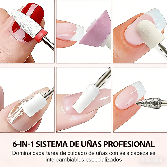 💅✨ Kit de Taladro de Uñas Eléctrico Recargable 6 en 1 – Portátil y Perfecto para un Manicura Profesional en Casa 🔋🌟