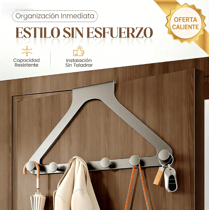 ⏰ ¡Oferta Limitada 50% OFF! 🚪✨ Sistema para Colgar Puertas sin Taladros – 6 Ganchos Extra Anchos, Organización Rápida y Fácil 🔧⚡