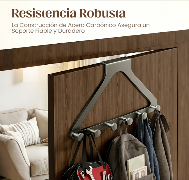 ⏰ ¡Oferta Limitada 50% OFF! 🚪✨ Sistema para Colgar Puertas sin Taladros – 6 Ganchos Extra Anchos, Organización Rápida y Fácil 🔧⚡