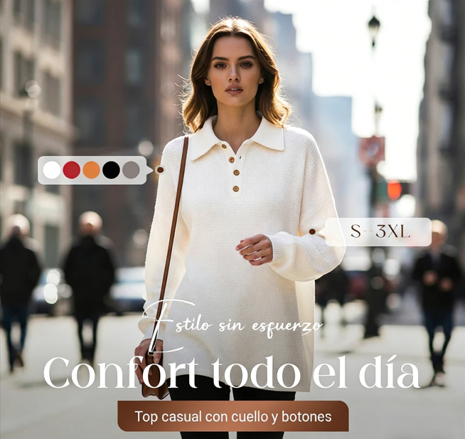 ✨ Blusa Casual con Cuello y Botones – Estilo Fresco y Cómodo para el Día a Día 🌸👚