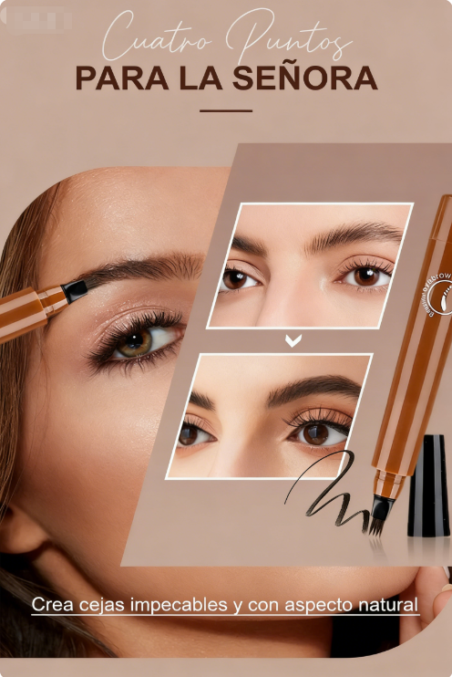 ✍️✨ Lápiz de Cejas y Barba de Cuatro Puntas Resistente al Agua – Precisión Natural y Definición Perfecta Todo el Día 💧🌟