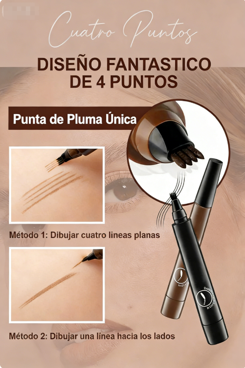 ✍️✨ Lápiz de Cejas y Barba de Cuatro Puntas Resistente al Agua – Precisión Natural y Definición Perfecta Todo el Día 💧🌟