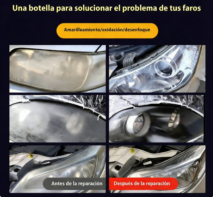 🚘 Líquido Restaurador de Faros Automotrices, Recubrimiento Cristalino Mejorado para Eliminar Opacidad