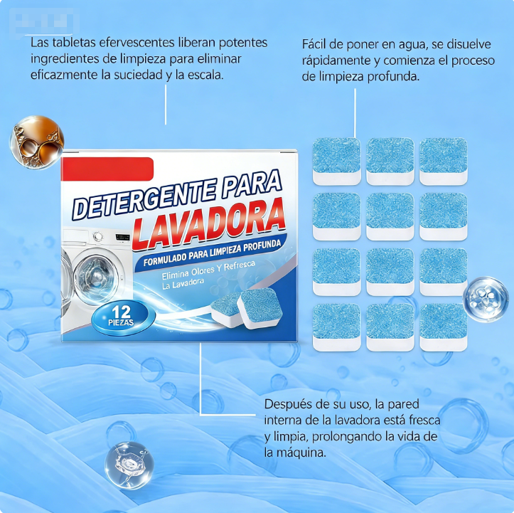 🧼✨ Tabletas Limpiadoras para Lavadoras – Limpieza Profunda, Eliminación de Olores y Extiende la Vida Útil de tu Máquina 🧺💡