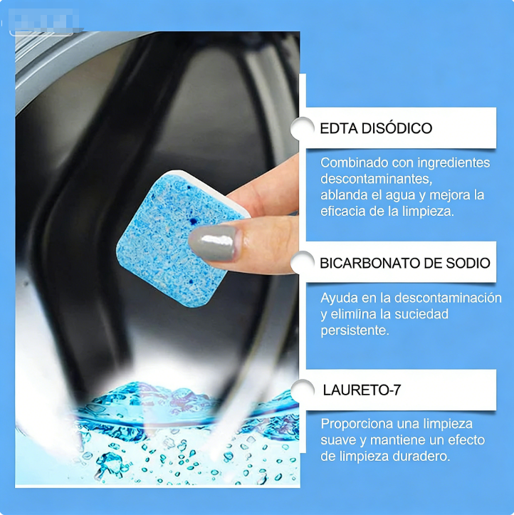🧼✨ Tabletas Limpiadoras para Lavadoras – Limpieza Profunda, Eliminación de Olores y Extiende la Vida Útil de tu Máquina 🧺💡