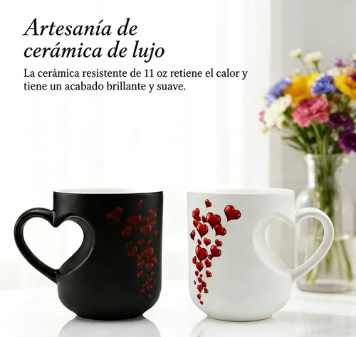 ⏰🔥 ¡50% DE DESCUENTO POR TIEMPO LIMITADO! ☕ Taza de Cerámica que Cambia de Color – Asa en Forma de Corazón para Momentos Mágicos 💖✨