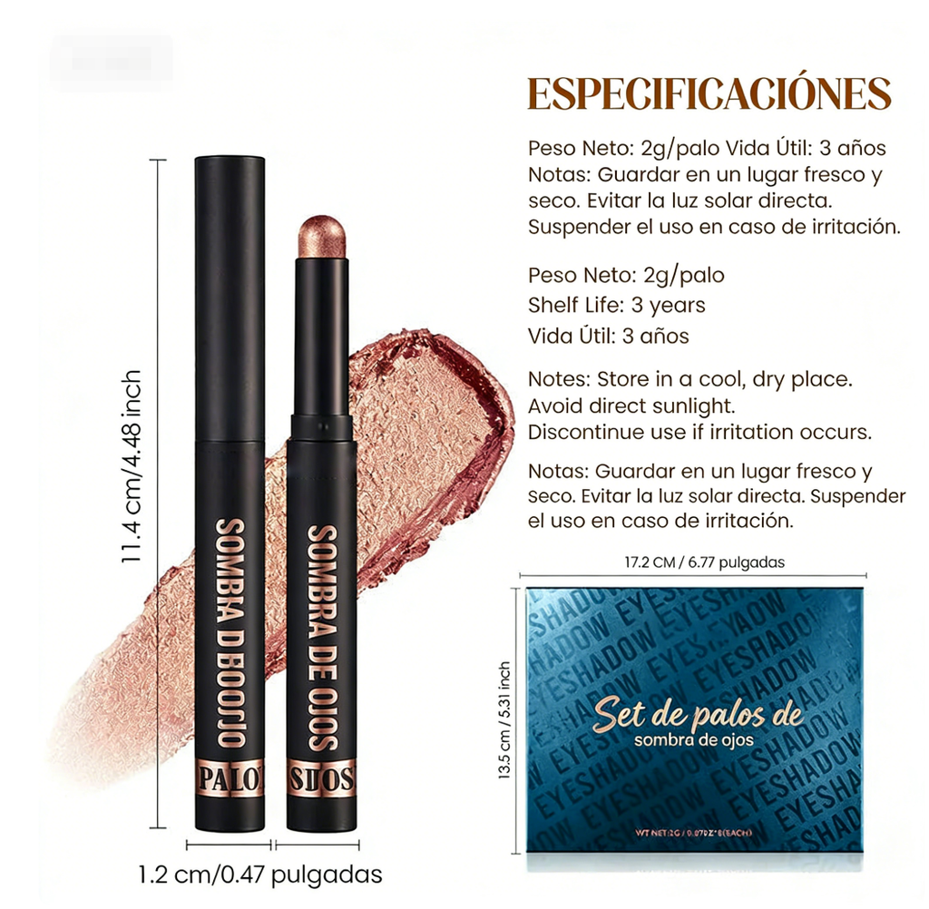 🌈💖 Palo de Sombra de Ojos con Purpurina de 8 Colores – Resistente al Agua, Larga Duración y Multiusos para un Maquillaje Brillante y Creativo ✨👁️