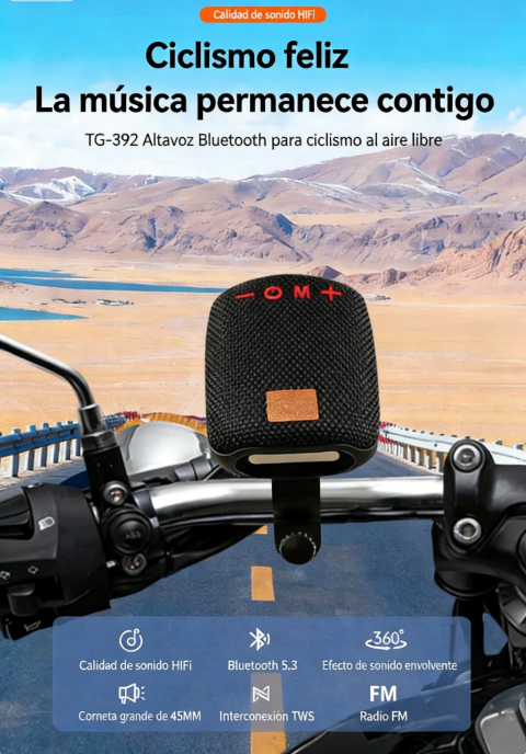 🔊🚴‍♂️ ¡OFERTA 50% OFF! Altavoz Bluetooth para Bicicleta con Soporte y Sonido Estéreo