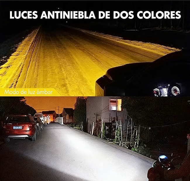 🏍️Faro LED para Moto y Scooter | 3 Lentes, Bicolor, IP67 Impermeable, 4500LM ✅