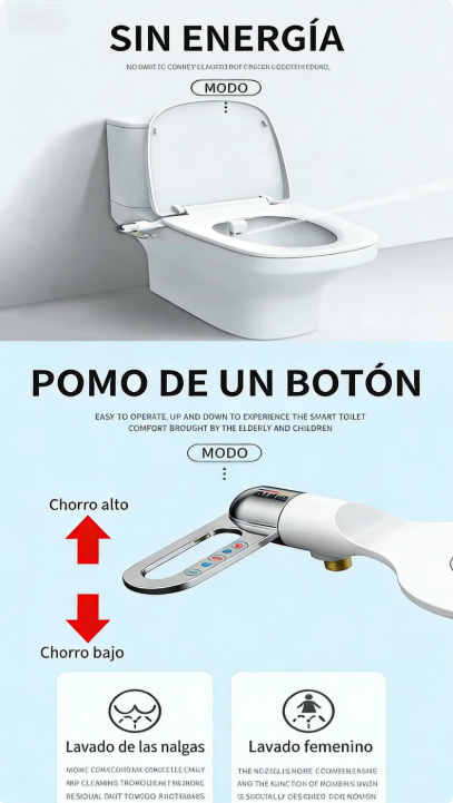 🚽✨ Bidét Doble Tobera Retráctil – Ahorra 90% en Papel, Instalación Rápida (15min) y Recomendado por Médicos para una Higiene Óptima 💧🌿