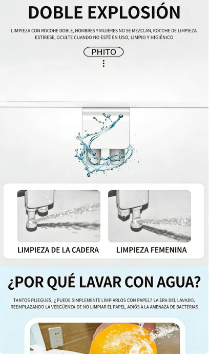 🚽✨ Bidét Doble Tobera Retráctil – Ahorra 90% en Papel, Instalación Rápida (15min) y Recomendado por Médicos para una Higiene Óptima 💧🌿