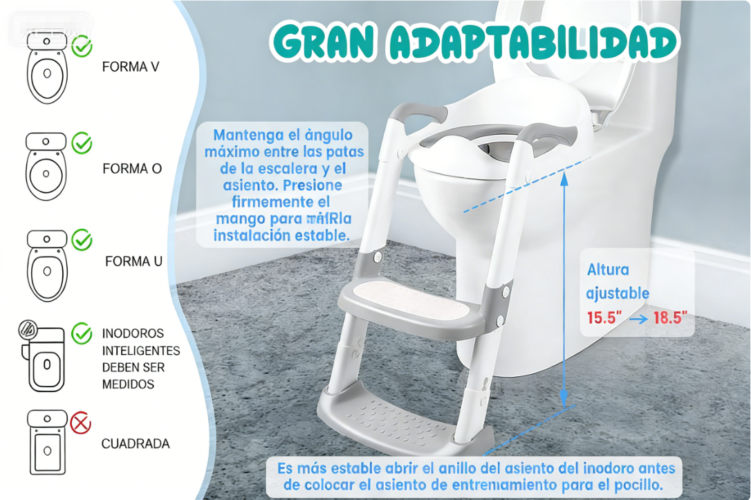 🚽✨ Asiento de Inodoro de Entrenamiento con Escalera – Fácil de Usar y Perfecto para que los Pequeños Aprendan a Ir al Baño 🚼💧