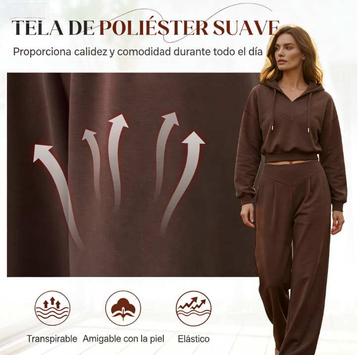 👚 Conjunto de Sudadera con Capucha V y Pantalones para Mujer – Comodidad y Estilo Casual para Todos los Días ✨💖