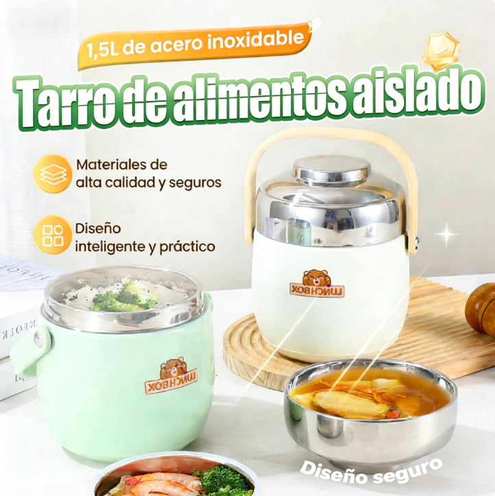 🥣 Termo para Alimentos de Acero Inoxidable – Aislamiento al Vacío de 1.5L para Mantener tus Comidas Calientes o Frías Todo el Día 🌡️✨