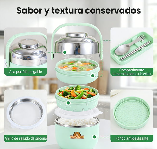 🥣 Termo para Alimentos de Acero Inoxidable – Aislamiento al Vacío de 1.5L para Mantener tus Comidas Calientes o Frías Todo el Día 🌡️✨