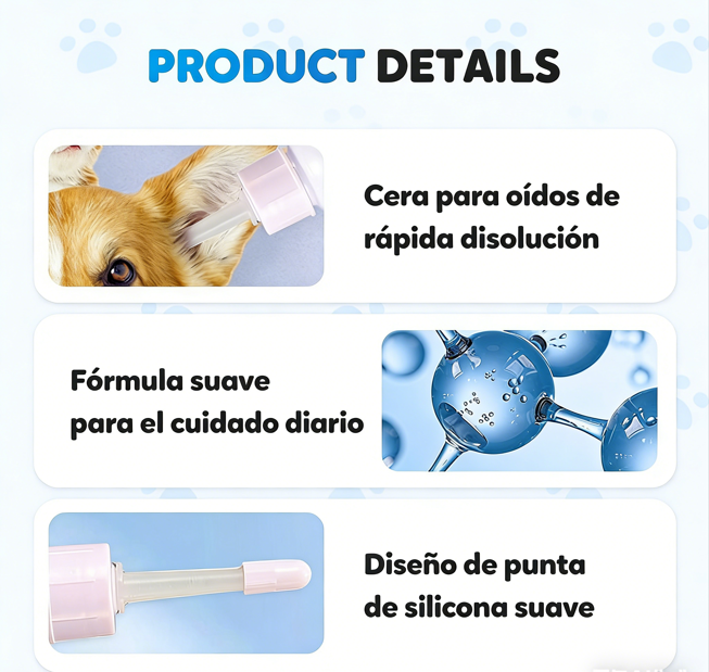 🐾 Limpiador de Oídos para Mascotas – Fórmula Suave con Aloe Calmante para Perros y Gatos, Previene Infecciones y Malos Olores 🌿👂