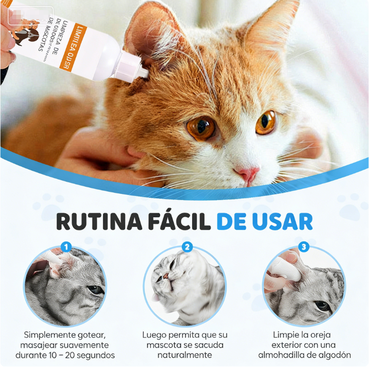 🐾 Limpiador de Oídos para Mascotas – Fórmula Suave con Aloe Calmante para Perros y Gatos, Previene Infecciones y Malos Olores 🌿👂