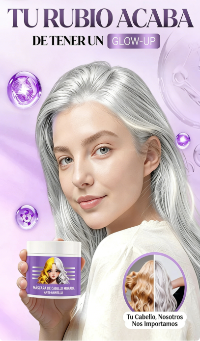 💜 Máscara Capilar Violeta Anti-Amarillamiento – ¡Elimina los Reflejos Rojos y Devuelve el Brillo Natural! ✨🌿